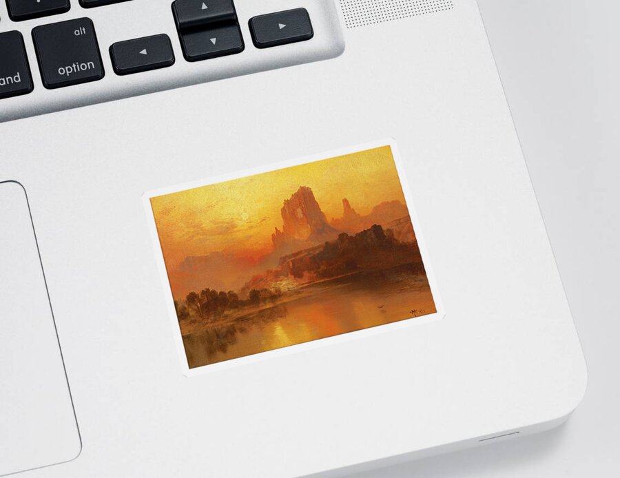 Thomas Moran Sticker featuring the painting The Golden Hour #4 by Thomas Moran