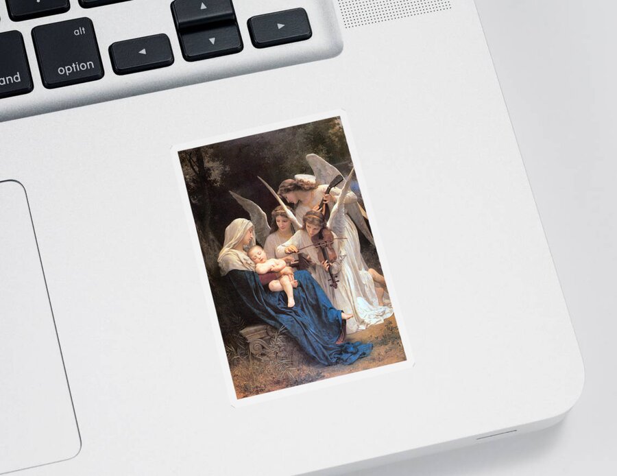 The Virgin With Angels Sticker featuring the digital art The Virgin With Angels #2 by William Bouguereau