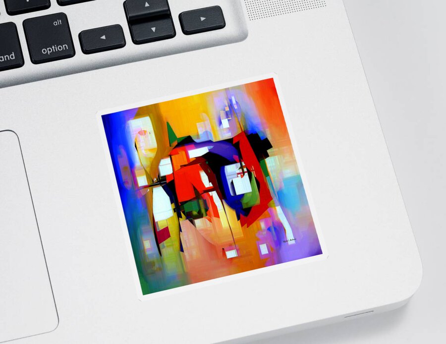 Abstract Sticker featuring the digital art Abstract Series IV by Rafael Salazar