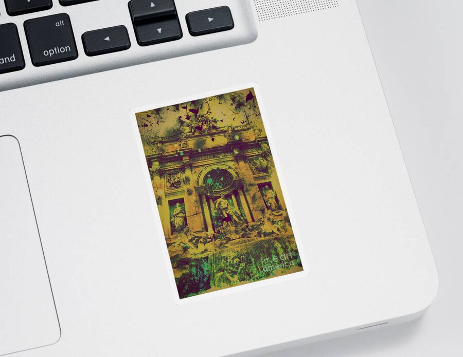 Trevi Fountain Sticker featuring the digital art Trevi Fountain #15 by Marina McLain