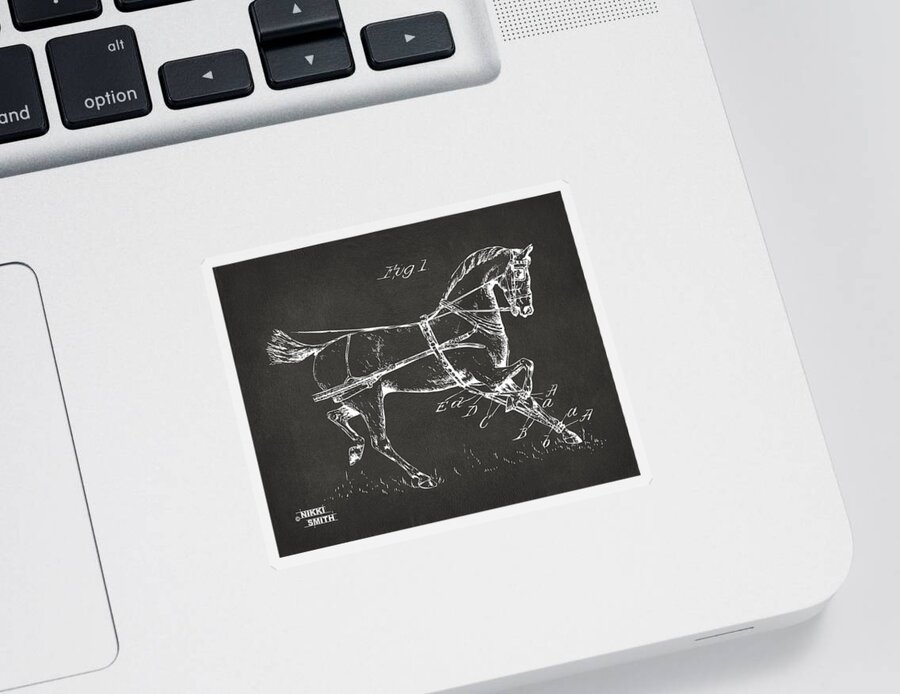 Horse Sticker featuring the digital art 1900 Horse Hobble Patent Artwork - Gray by Nikki Marie Smith