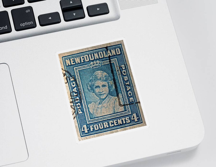 1938 Sticker featuring the photograph 1938 Queen Elizabeth II Newfoundland Stamp by Bill Owen