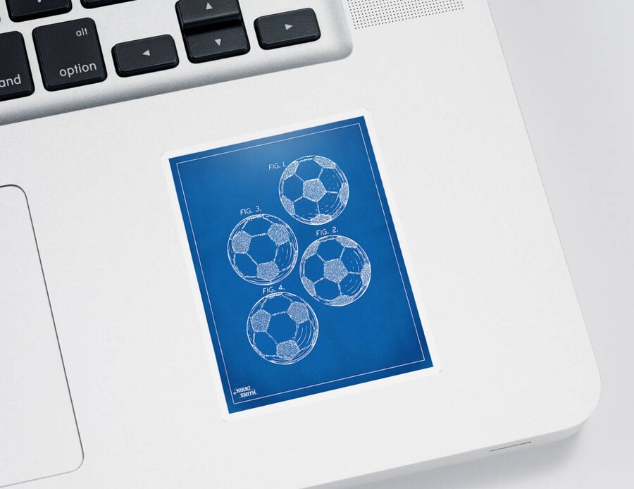 Soccer Sticker featuring the digital art 1964 Soccerball Patent Artwork - Blueprint by Nikki Marie Smith