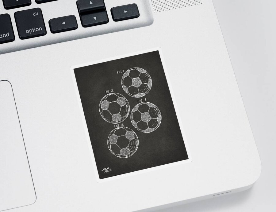 Soccer Sticker featuring the digital art 1964 Soccerball Patent Artwork - Gray by Nikki Marie Smith