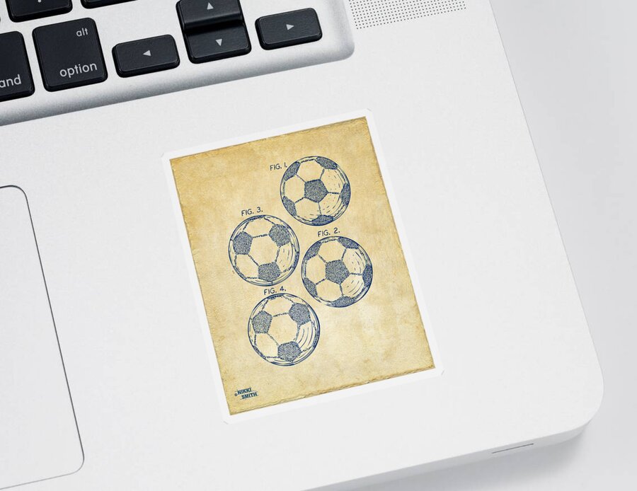 Soccer Sticker featuring the digital art 1964 Soccerball Patent Artwork - Vintage by Nikki Marie Smith