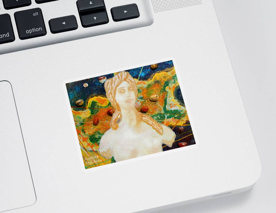 Augusta Stylianou Sticker featuring the digital art Cyprus Map and Aphrodite #4 by Augusta Stylianou