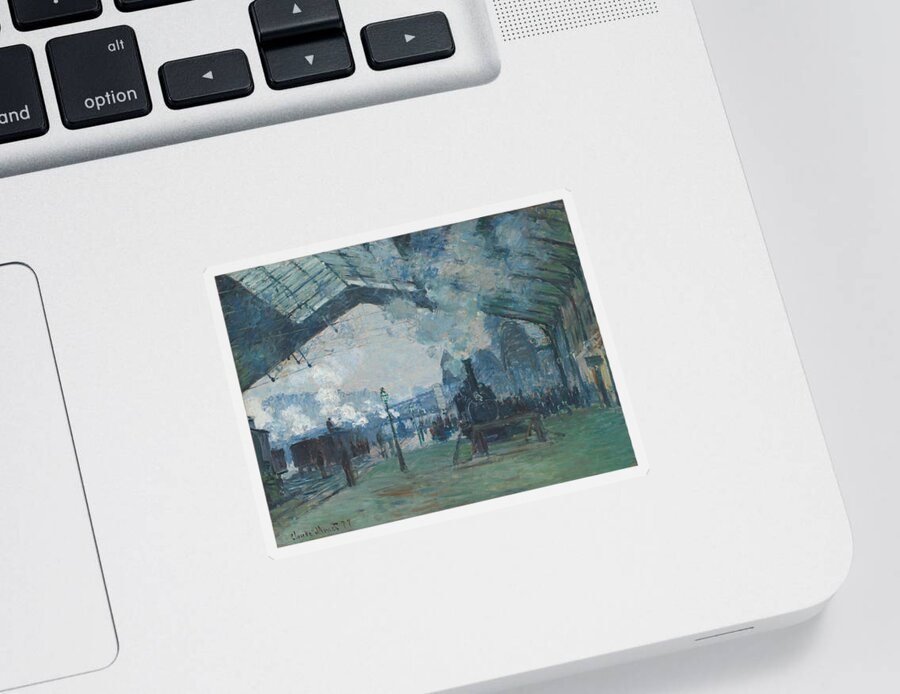 Claude Monet Sticker featuring the painting Arrival Of The Normandy Train #2 by Claude Monet