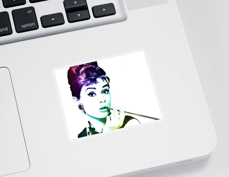 Audrey Hepburn Sticker featuring the digital art Audrey Hepburn #2 by Marianna Mills