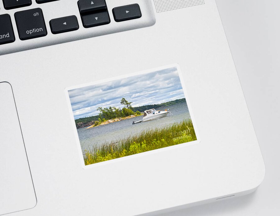 Boat Sticker featuring the photograph Boat on Georgian Bay 1 by Elena Elisseeva