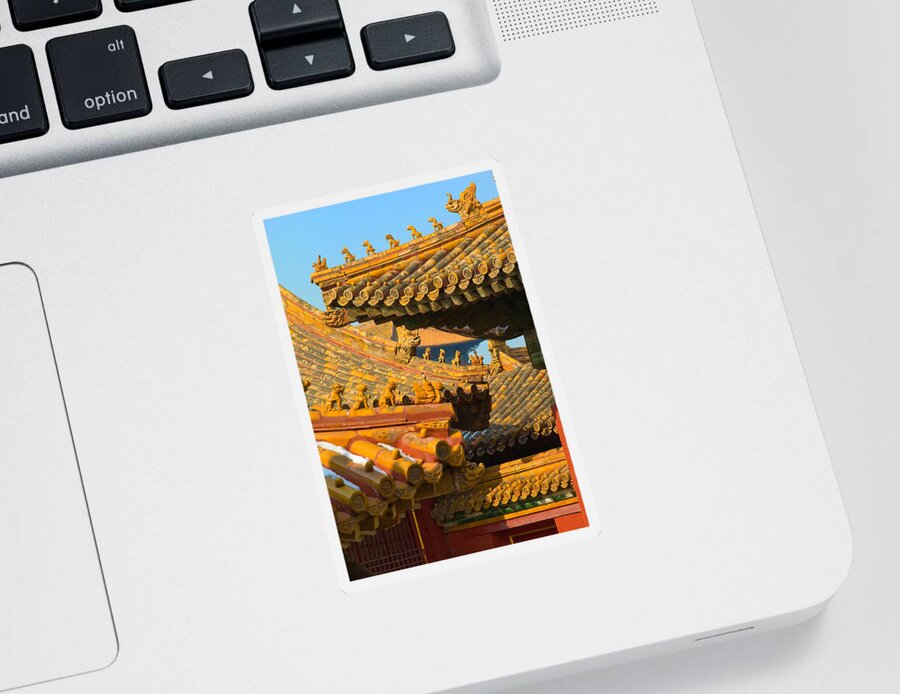 China Sticker featuring the photograph China Forbidden City Roof Decoration by Sebastian Musial