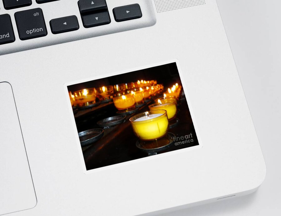 Holiday Sticker featuring the photograph Church Candles #2 by Henrik Lehnerer
