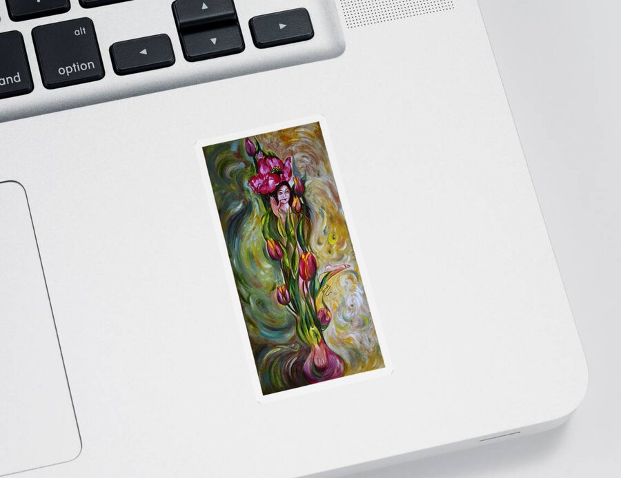 Tulips Sticker featuring the painting Dancing Tulips by Harsh Malik