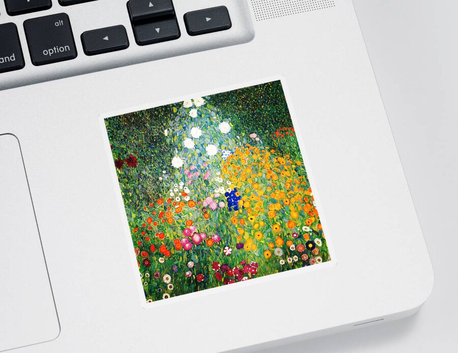 Gustav Klimt Sticker featuring the painting Flower Garden #5 by Celestial Images