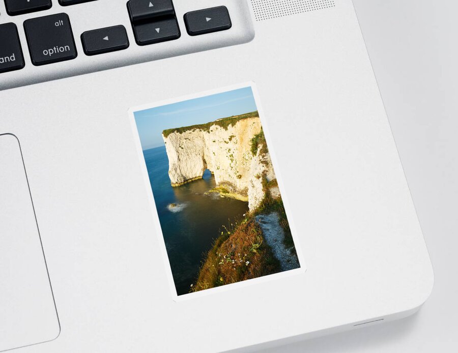 Old Harry Sticker featuring the photograph Morning light at Old Harry Rocks #2 by Ian Middleton