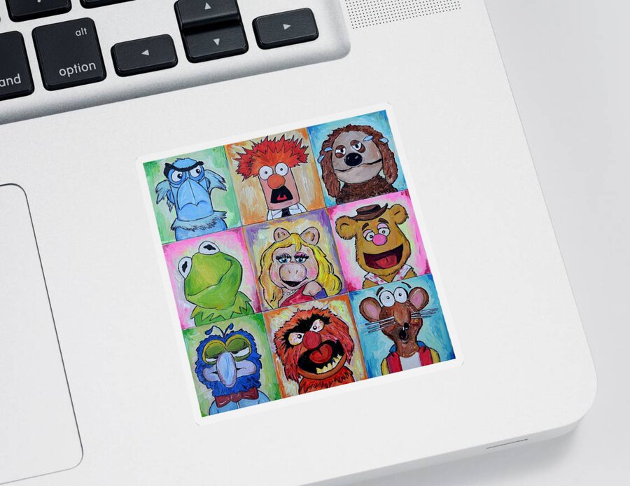 Muppets Sticker featuring the painting Muppets by Sarah Ghanooni