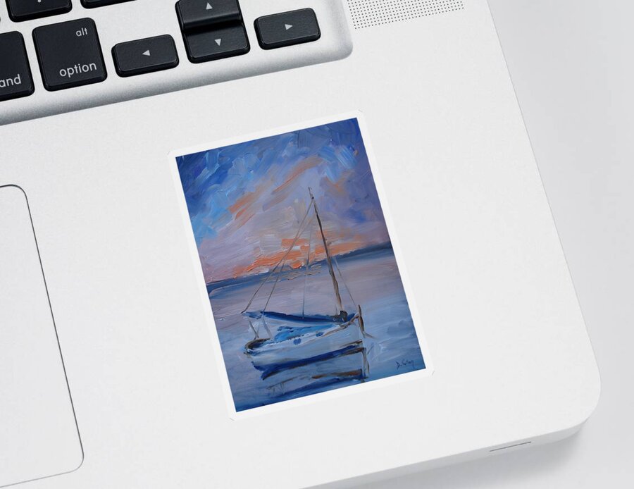 Sailboat Sticker featuring the painting Sailboat Reflections II #2 by Donna Tuten