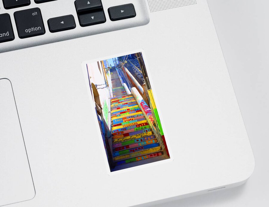 Valparaiso Sticker featuring the photograph Stairway to Heaven Valparaiso Chile by Kurt Van Wagner