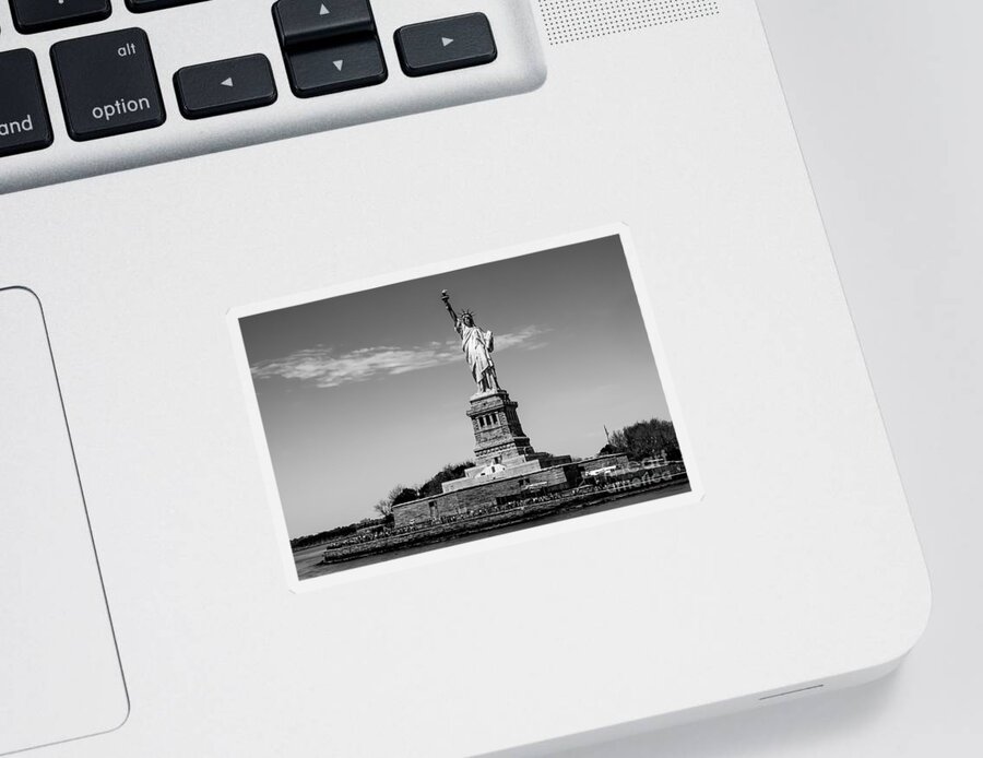 B&w Sticker featuring the photograph Statue of Liberty BW by Anthony Sacco