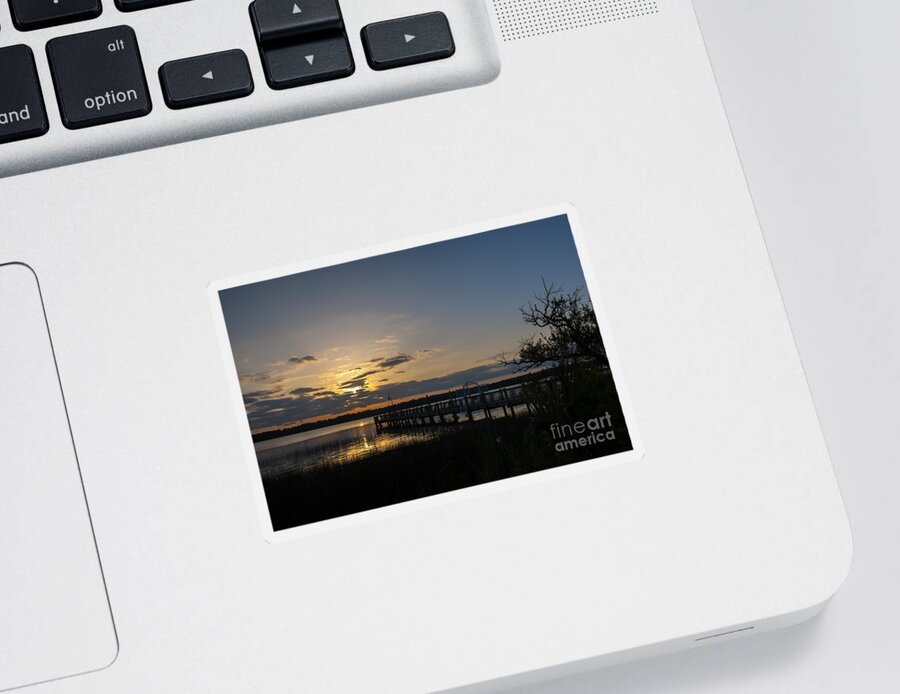 Sunset Sticker featuring the photograph Twilight over the Wando River by Dale Powell