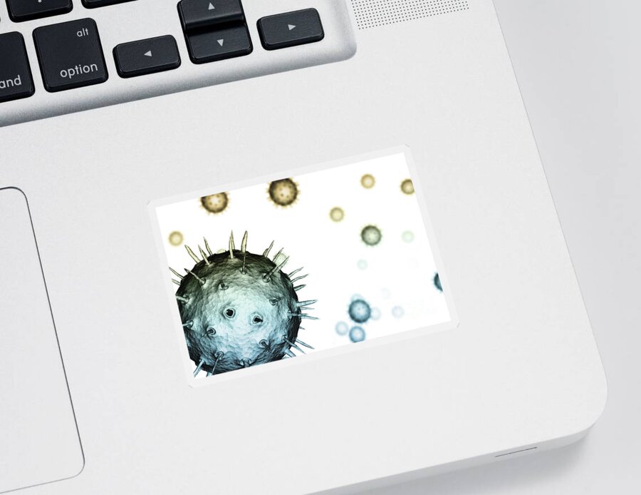3d Visualization Sticker featuring the photograph Virus Particles #2 by Science Picture Co