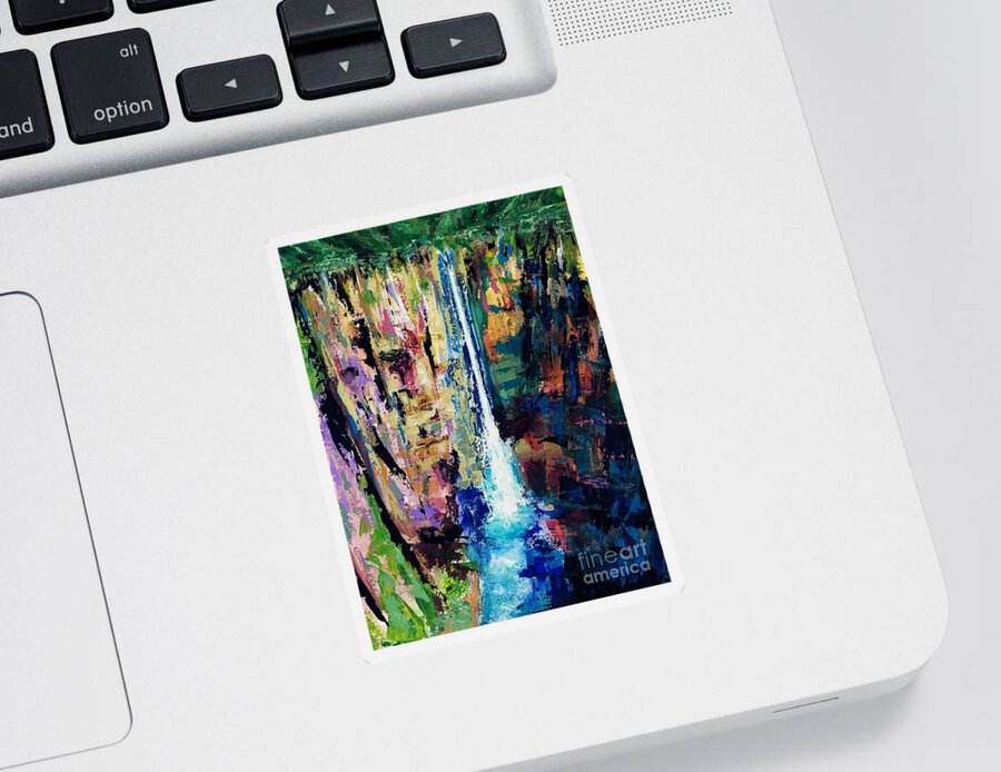 Waterfalls Sticker featuring the painting Water Falls #2 by Frances Marino