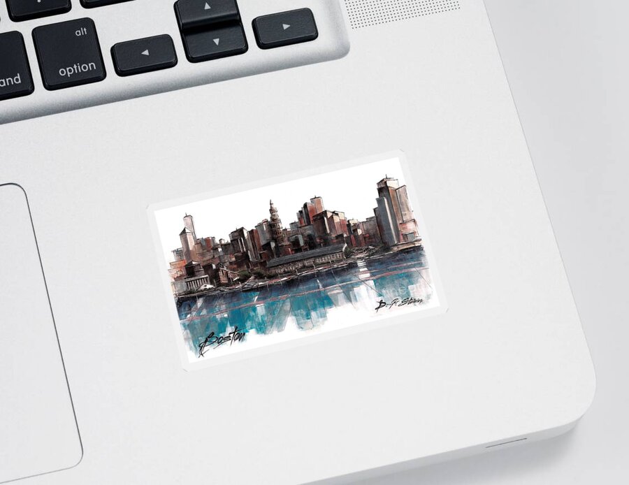 Fineartamerica.com Sticker featuring the painting Boston Skyline by Diane Strain
