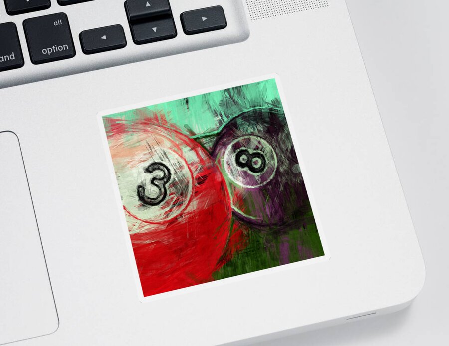 Three Sticker featuring the digital art 3 8 Billiards by David G Paul