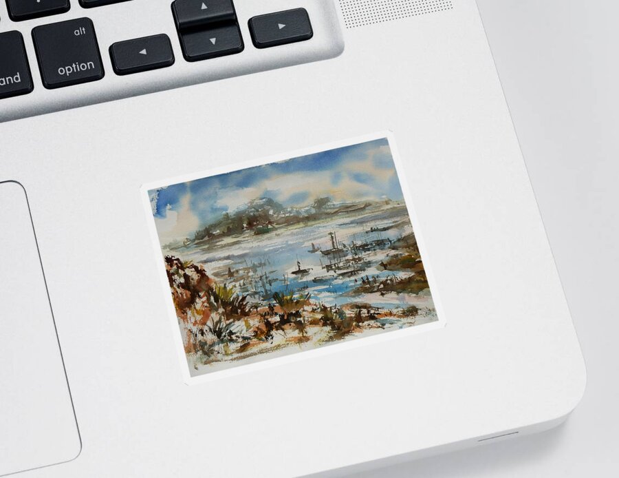 Monterrey Sticker featuring the painting Bay Scene by Xueling Zou