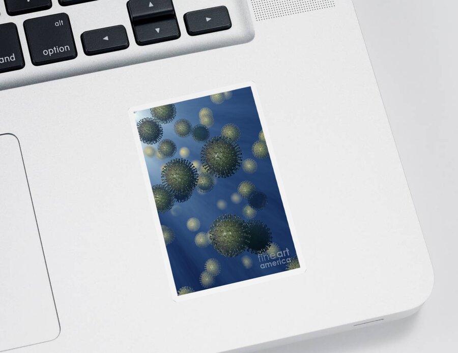3d Visualisation Sticker featuring the photograph Influenza A Virus #3 by Science Picture Co