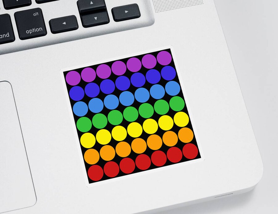 Mod Pop Sticker featuring the digital art Mod Pop Mid-century Modern Circles Rainbow #1 by Denise Beverly