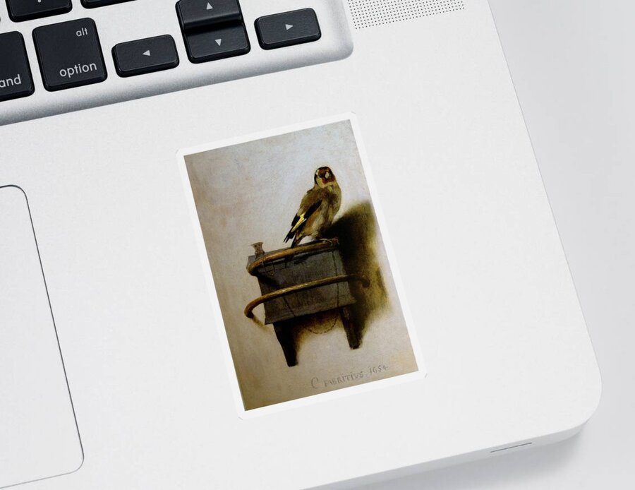 Carel Fabritius Sticker featuring the painting The Goldfinch #4 by Celestial Images