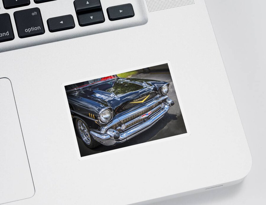V8 Engine Sticker featuring the photograph 1957 Chevrolet Bel Air #4 by Rich Franco