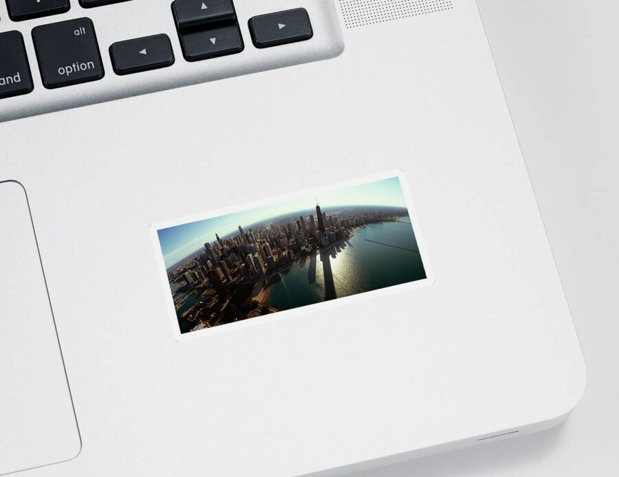 Photography Sticker featuring the photograph Aerial View Of A City, Chicago, Cook #4 by Panoramic Images