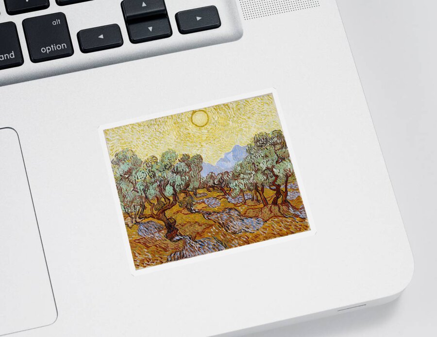 Vincent Van Gogh Sticker featuring the painting Olive Trees #4 by Vincent Van Gogh