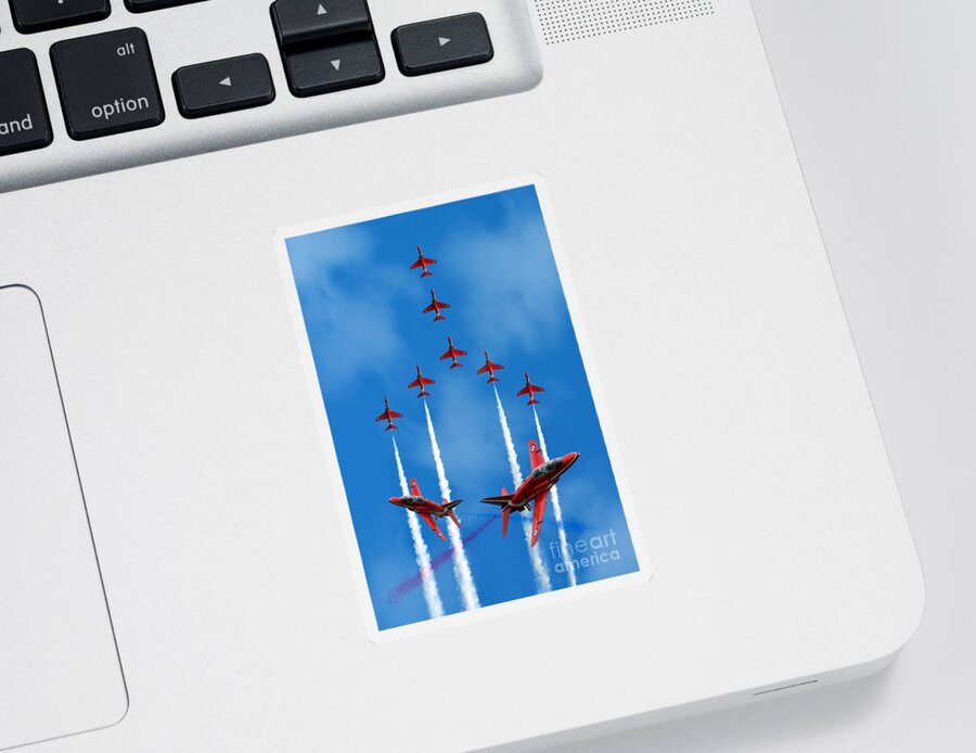 The Red Arrows Sticker featuring the digital art The Red Arrows by Airpower Art