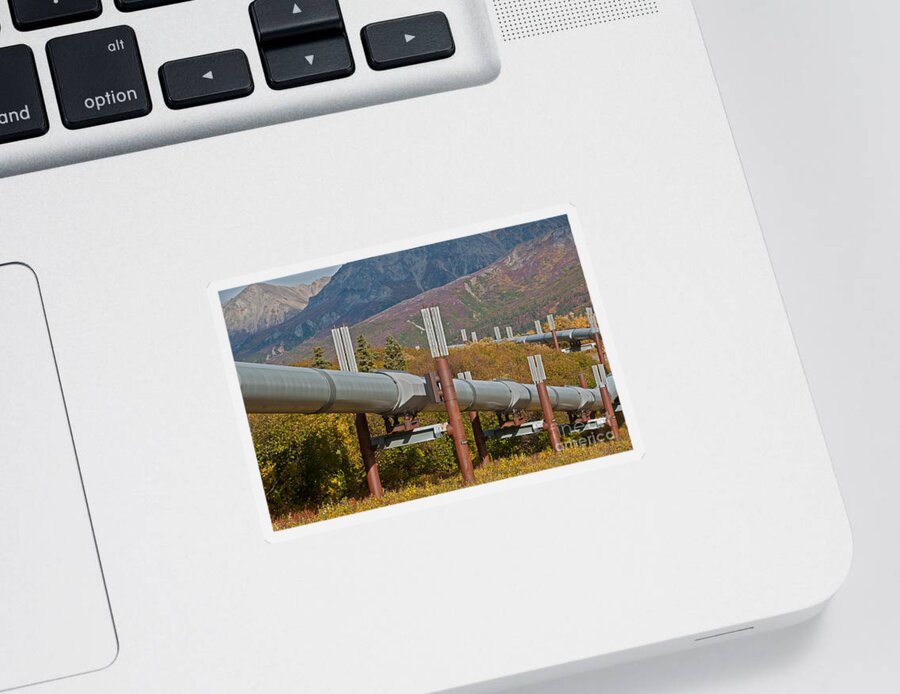 Nature Sticker featuring the photograph Alaska Oil Pipeline #5 by Mark Newman