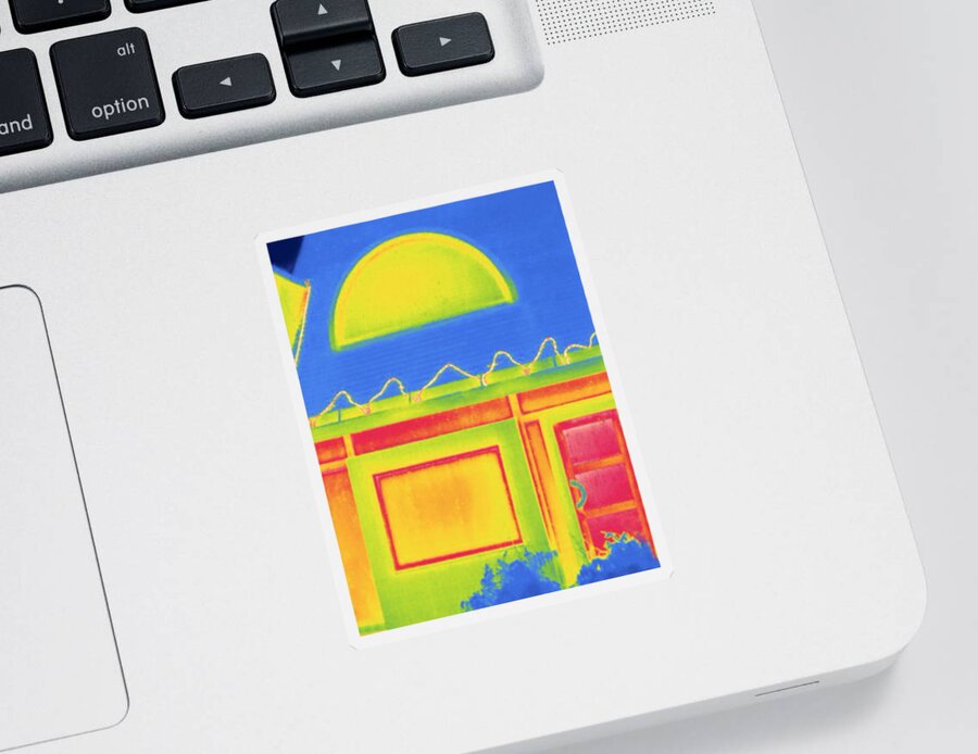 Exterior Sticker featuring the photograph House Exterior, Thermogram Showing Heat #6 by Science Stock Photography