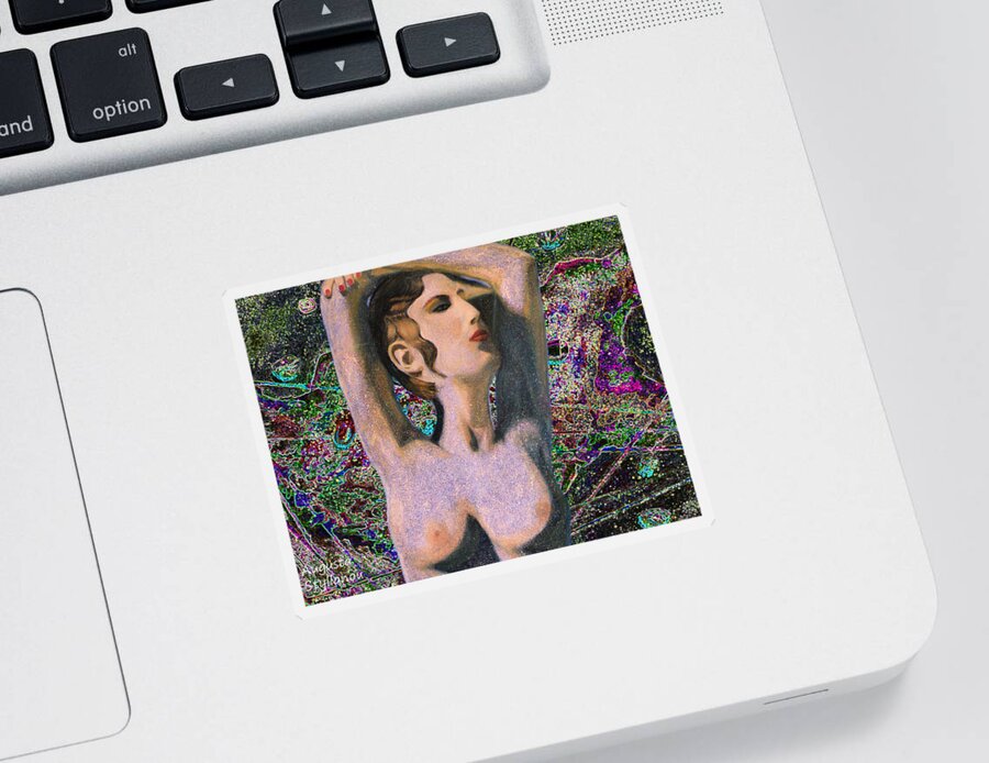 Augusta Stylianou Sticker featuring the digital art Aphrodite and Cyprus Map #2 by Augusta Stylianou