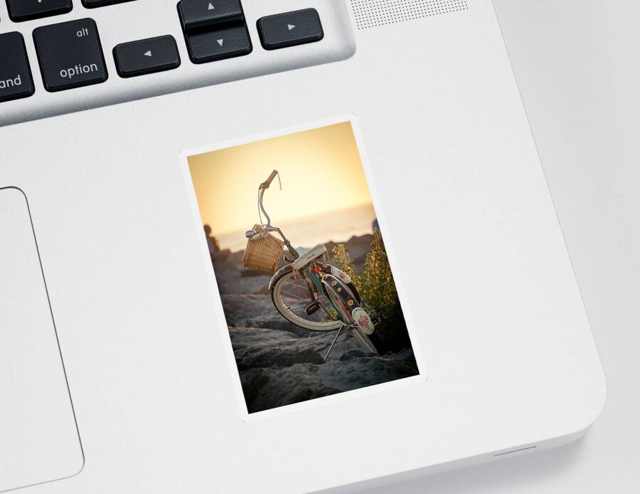 Beach Sticker featuring the photograph A Bike and Chi by Peter Tellone