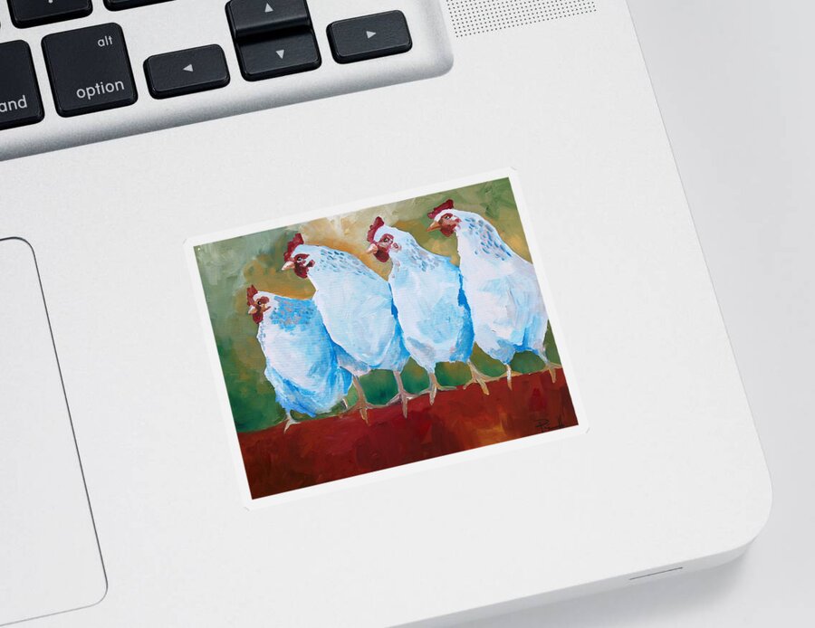 Animal Sticker featuring the painting A bunch of old clucking hens by Sean Parnell