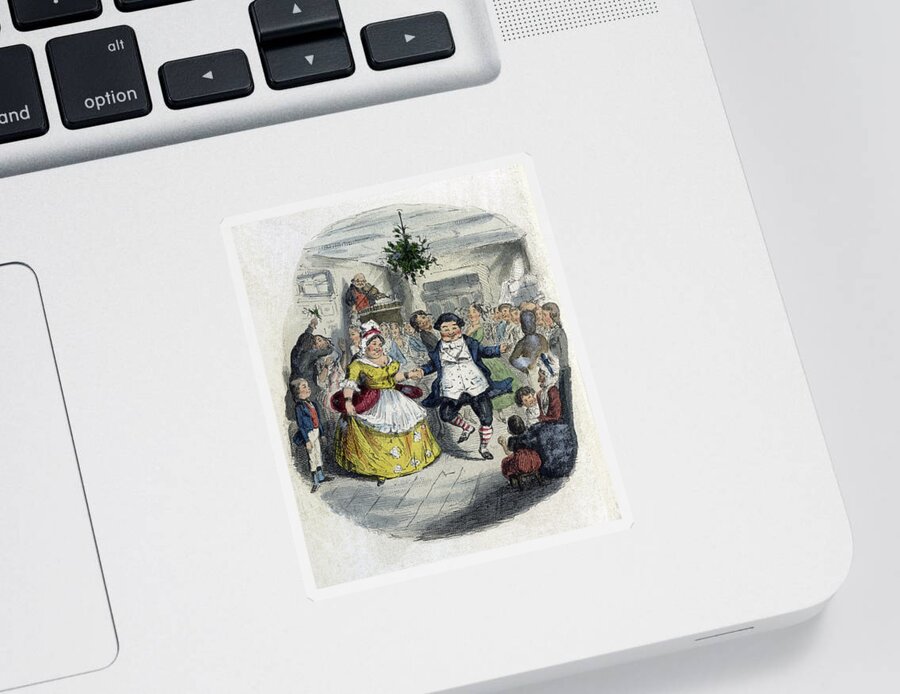Literature Sticker featuring the photograph A Christmas Carol, Mr. Fezziwigs Ball by British Library