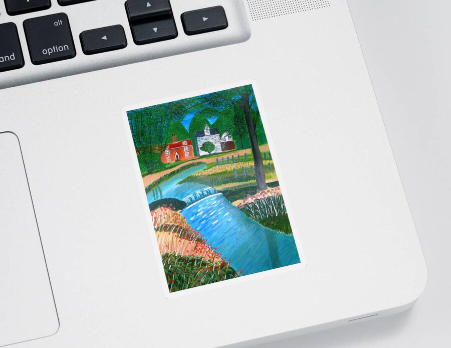 Landscape Sticker featuring the painting A Country Stream by Magdalena Frohnsdorff