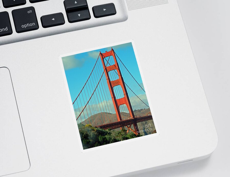 A Golden Gate View Sticker featuring the photograph A Golden Gate View by Emmy Vickers