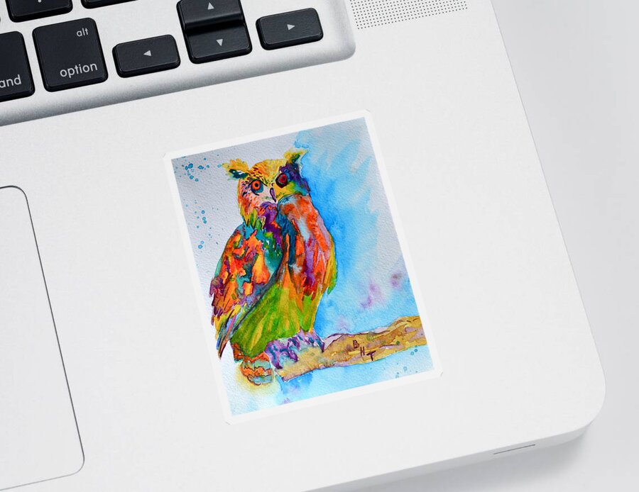 Owl Sticker featuring the painting A Hootiful Moment In Time by Beverley Harper Tinsley