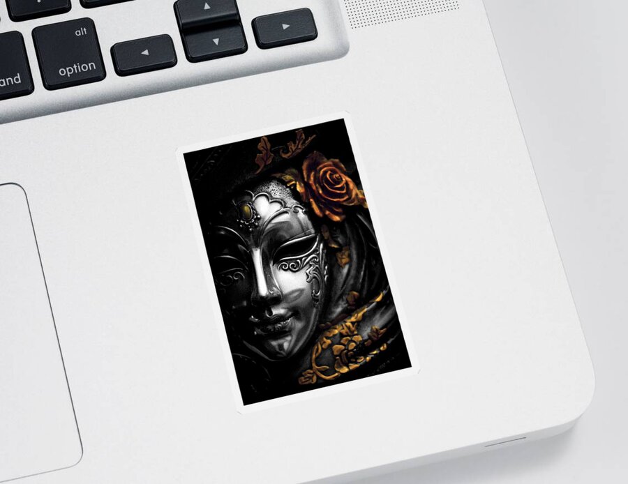 Mardis Gras Mask Sticker featuring the photograph A Touch of Color by Stephanie Hollingsworth