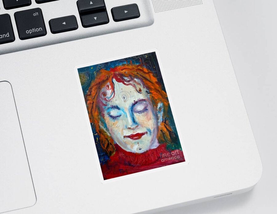 Portrait Sticker featuring the painting A moment of stillness by Maxim Komissarchik