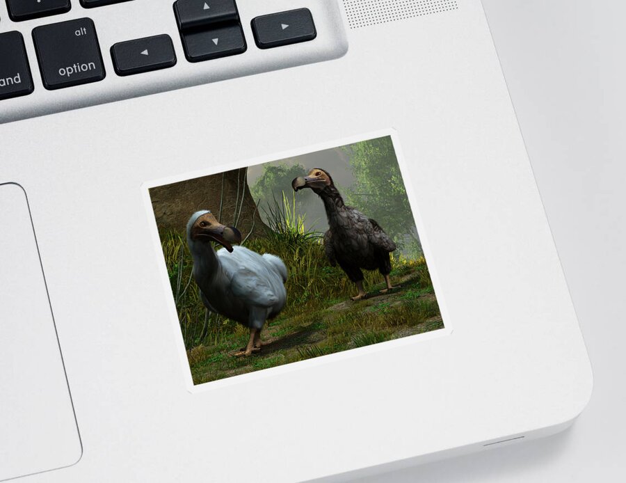 Dodo Sticker featuring the digital art A Pair of Dodos by Daniel Eskridge