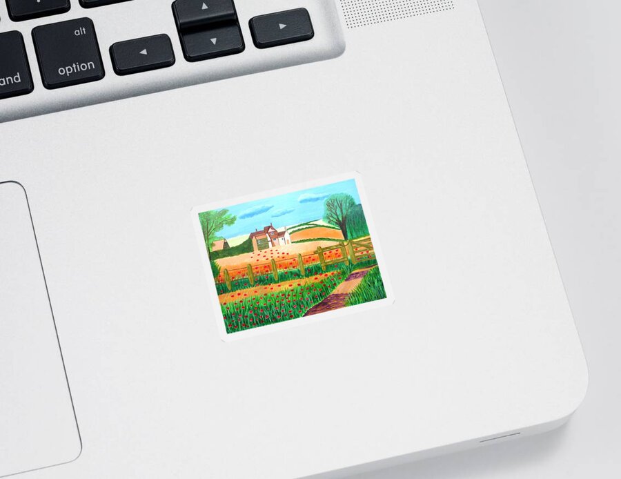 House Sticker featuring the painting A Poppy Field by Magdalena Frohnsdorff
