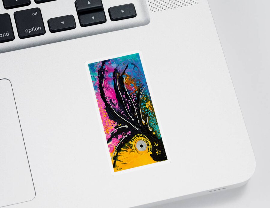 Parrot Sticker featuring the painting A Rare Bird - Tropical Parrot Art By Sharon Cummings by Sharon Cummings