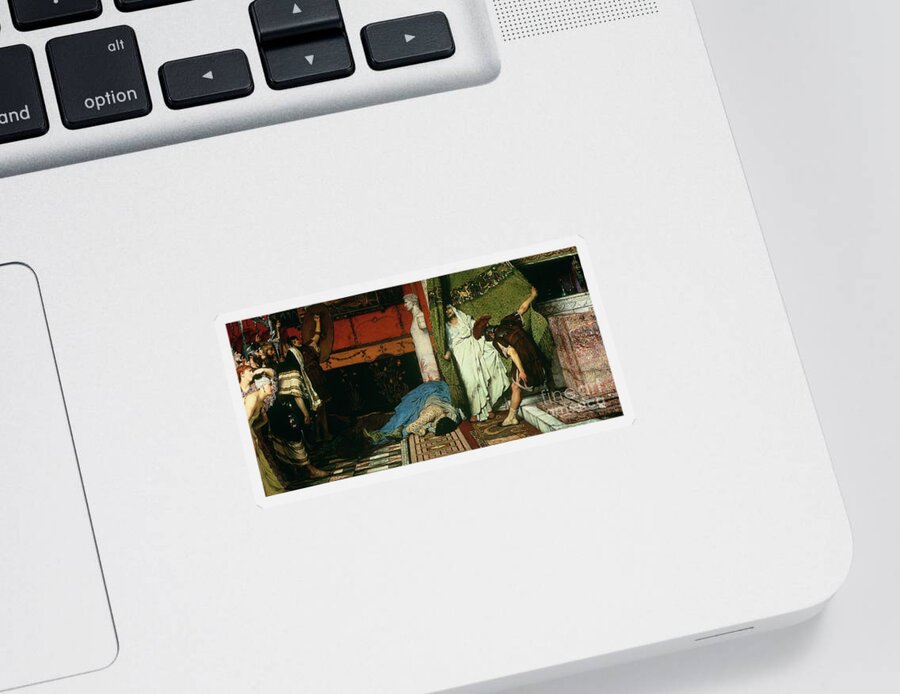 Claudius Sticker featuring the painting A Roman Emperor  Claudius by Lawrence Alma Tadema